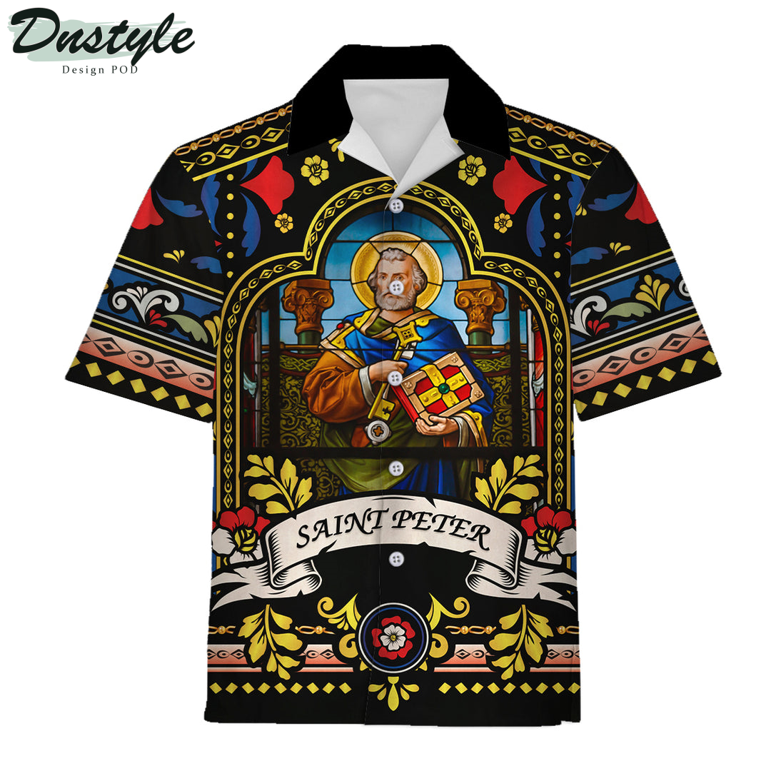 Pope St Peter Stained Glass Hawaiian Shirt And Short