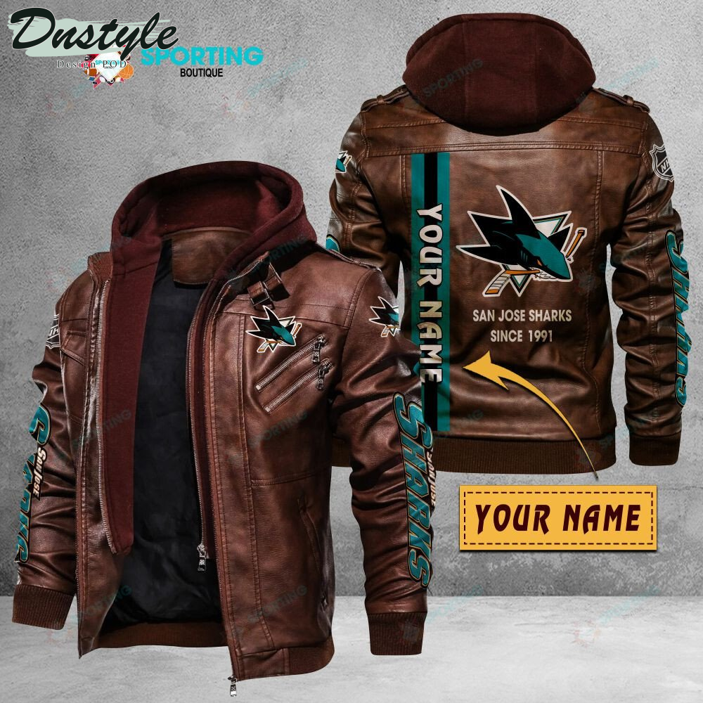 San Jose Sharks custom name leather jacket