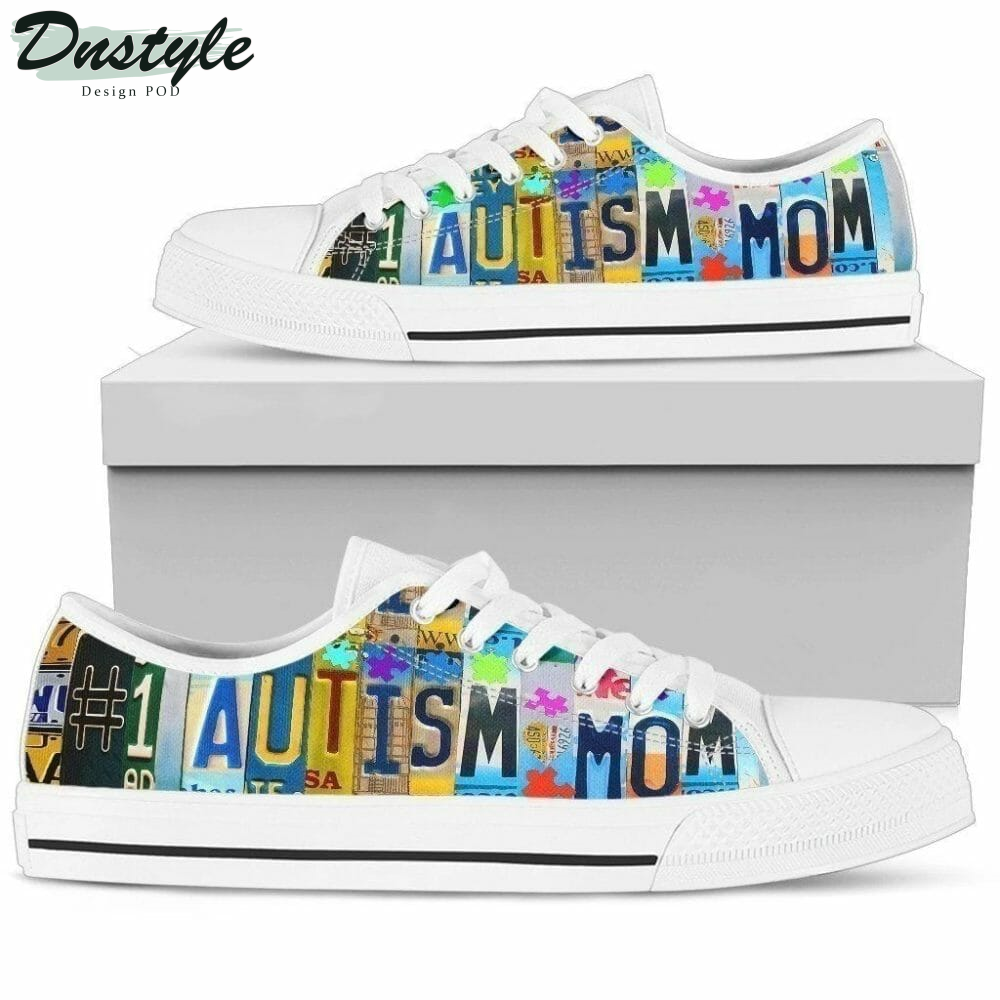 Proud No 1 Autism Mom Awareness Low Top Shoes Sneakers