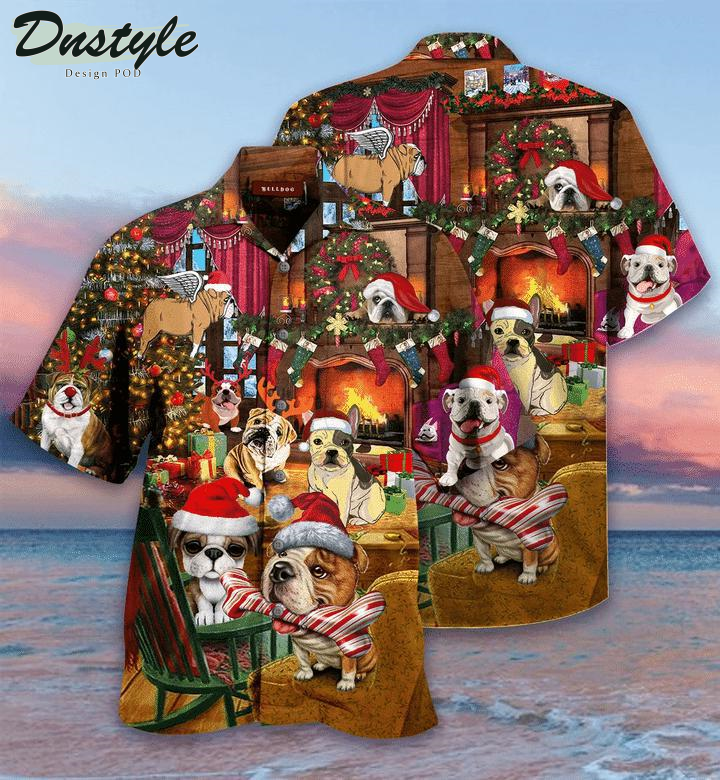 Christmas With Bulldog Hawaiian Shirt