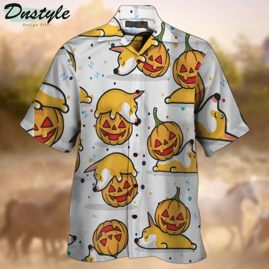 Corgi Dog Pumpkin Halloween Hawaiian Shirt