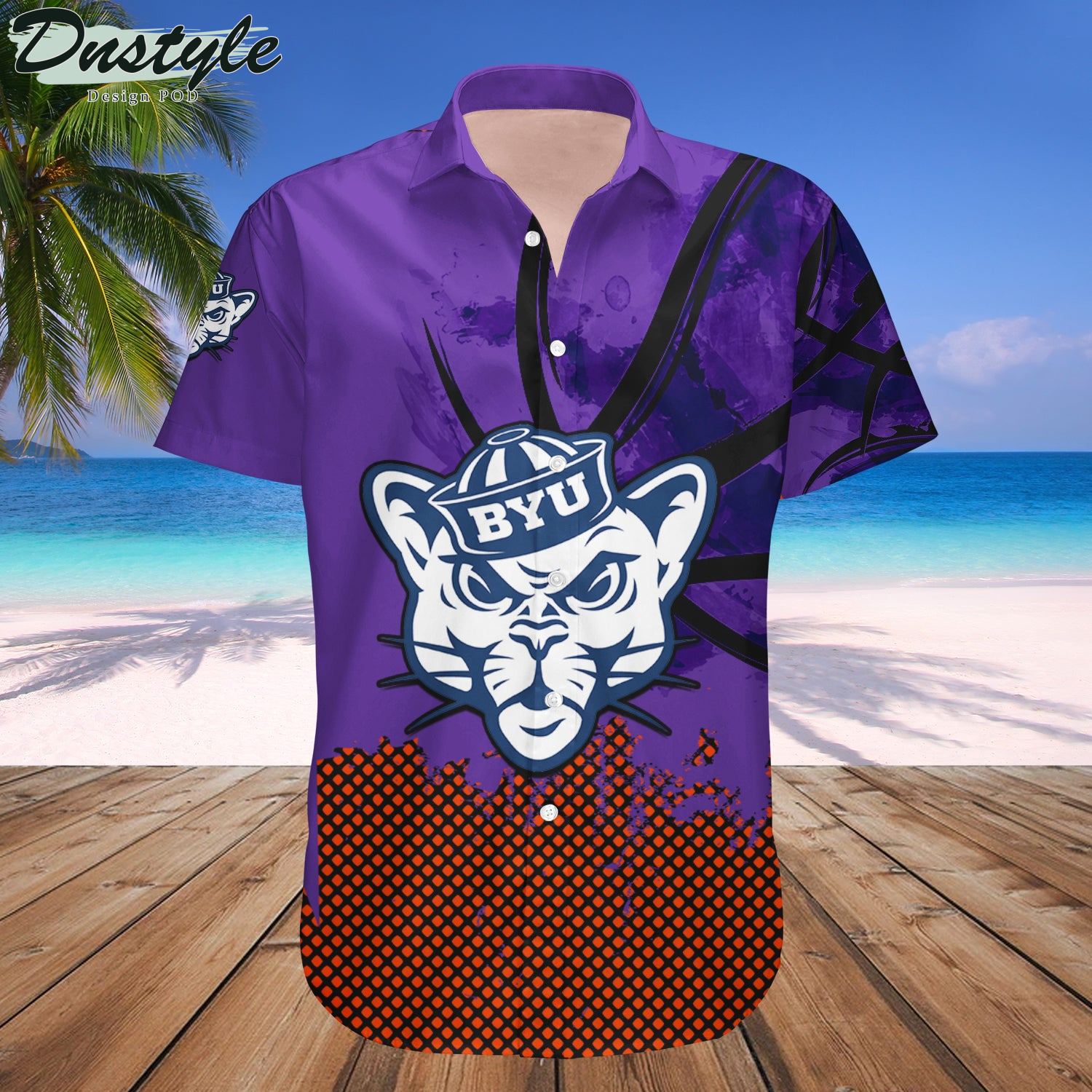 BYU Cougars Basketball Net Grunge Pattern Hawaii Shirt