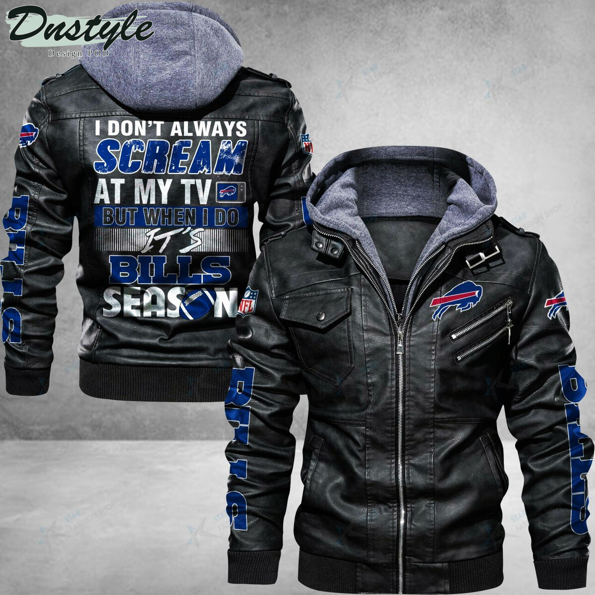 Buffalo Bills I don't Always Scream At My TV Leather Jacket