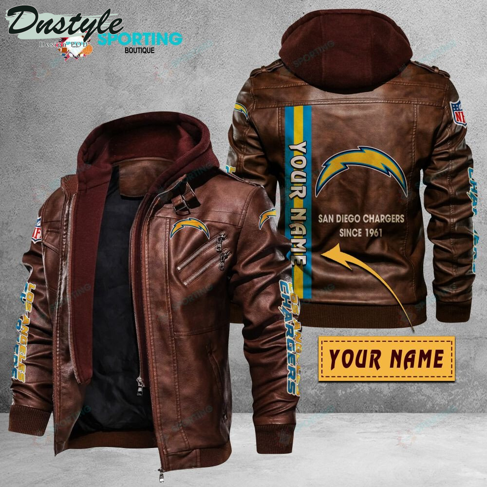 Los Angeles Chargers custom name leather jacket