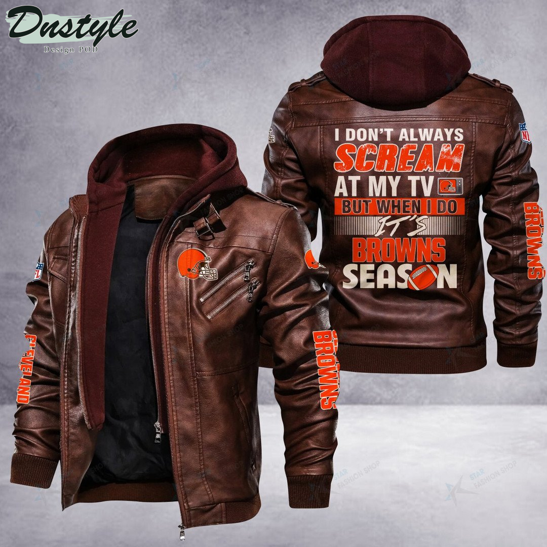 Cleveland Browns I don’t Always Scream At My TV Leather Jacket