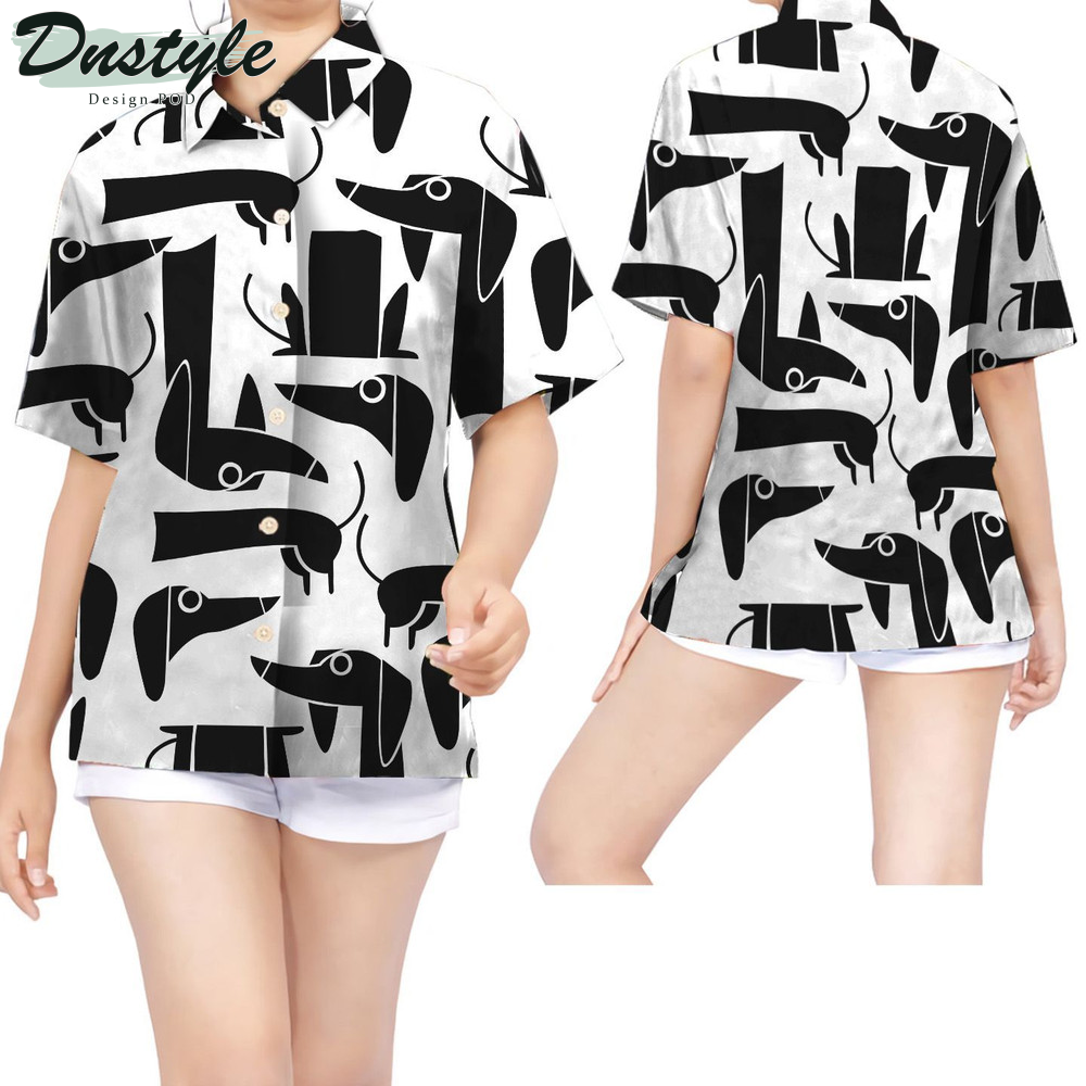 Funny Dachshund Black And White Hawaiian Shirt