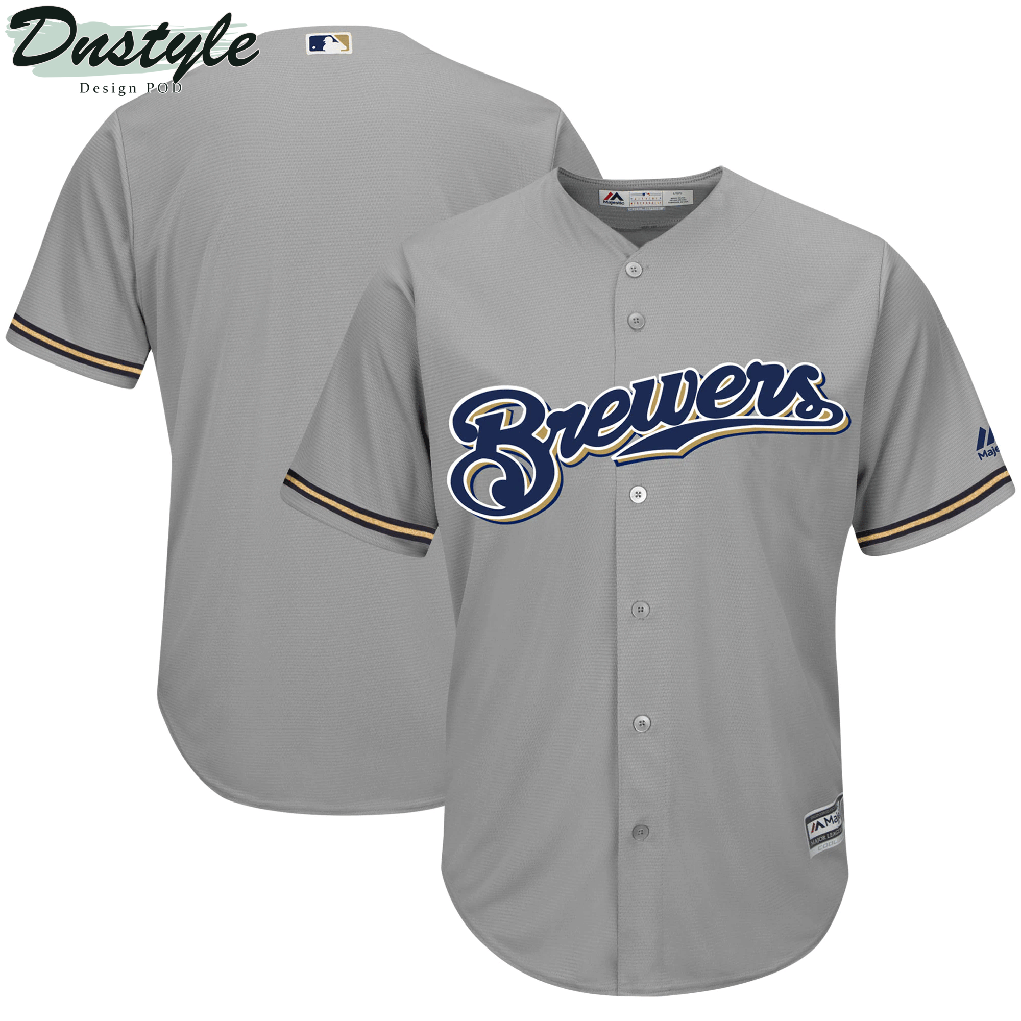 Men's Majestic Gray Milwaukee Brewers Team Official Jersey MLB Jersey
