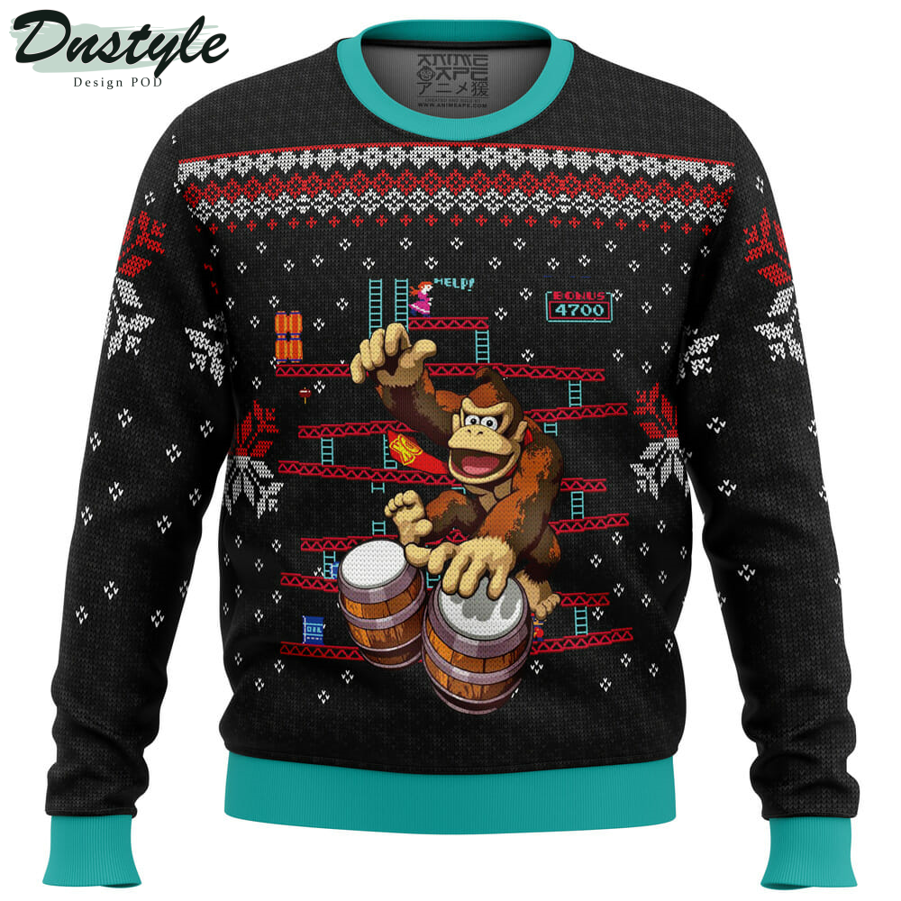 Donkey Kong Drums Ugly Christmas Sweater