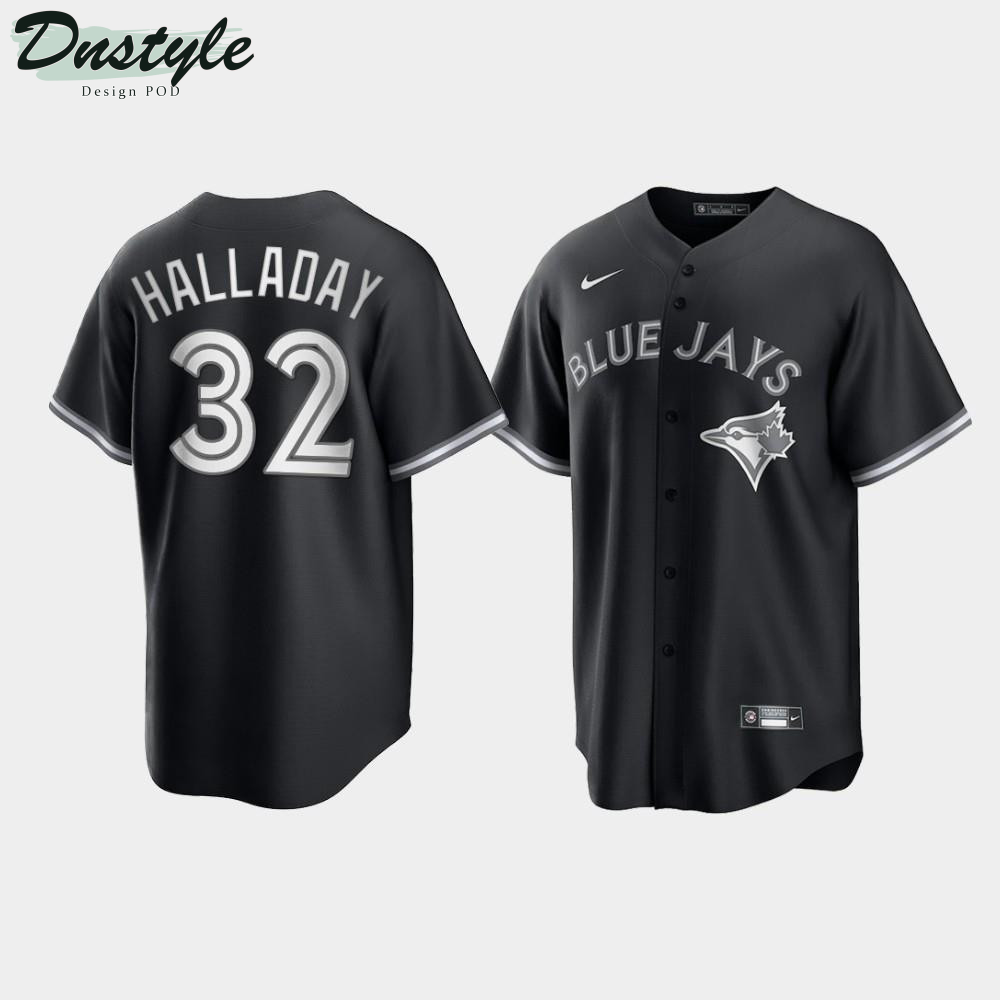 Toronto Blue Jays Roy Halladay #32 Black White 2021 All Black Fashion Jersey MLB Jersey
