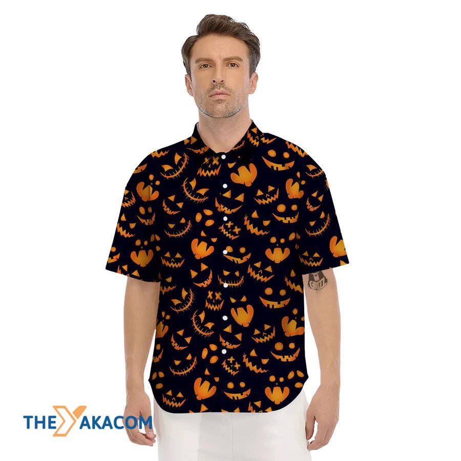 Orange Scary Pumpkins Halloween Hawaiian Shirt