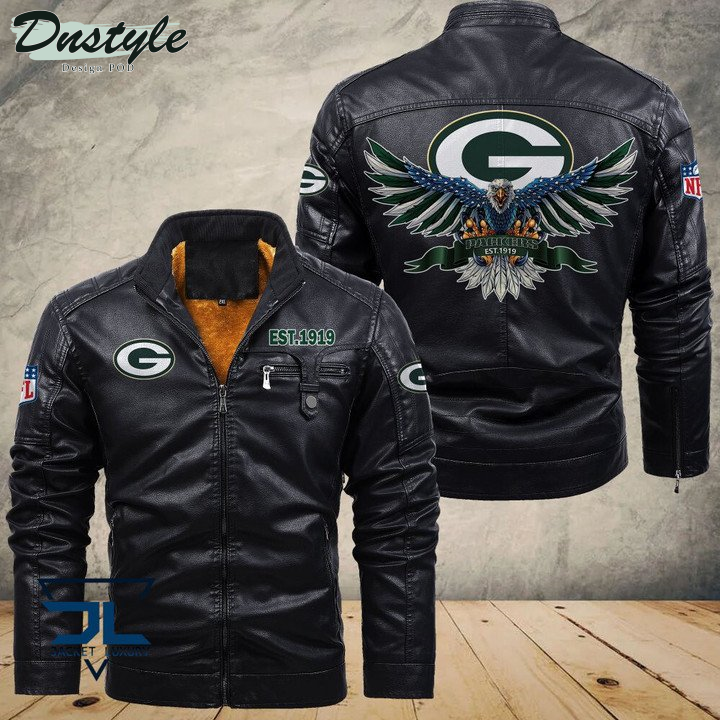 Green Bay Packers Eagle Fleece Leather Jacket