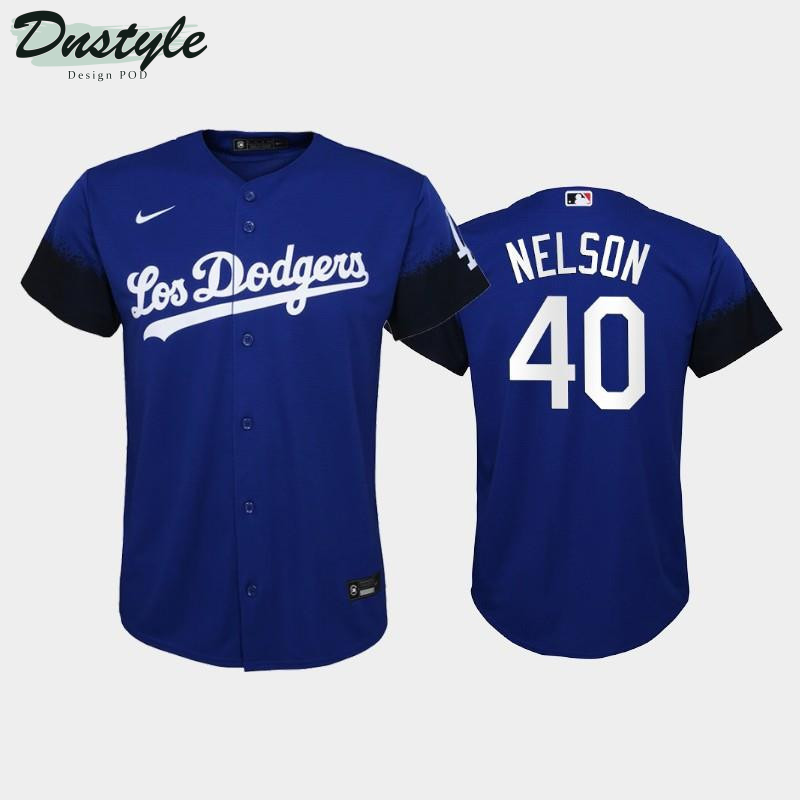 2021 City Connect Dodgers #40 Jimmy Nelson Royal Youth Jersey MLB Jersey