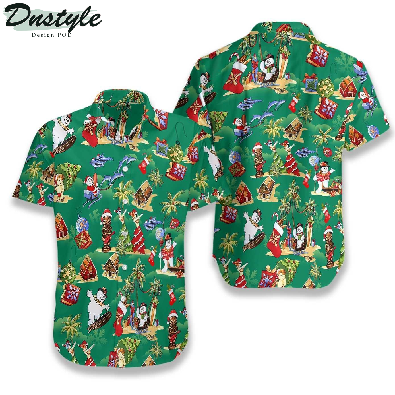 Merry Christmas Santa Claus Green Hawaiian Shirt
