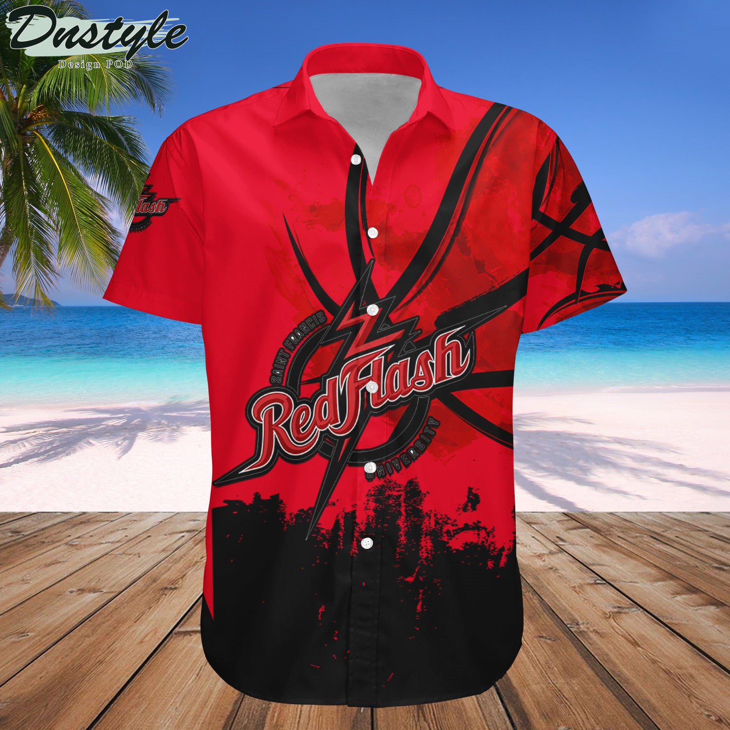 Saint Francis Red Flash Basketball Net Grunge Pattern Hawaii Shirt