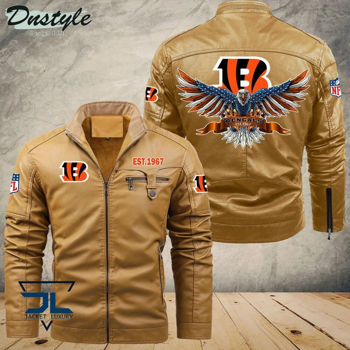 Cincinnati Bengals Eagle Fleece Leather Jacket