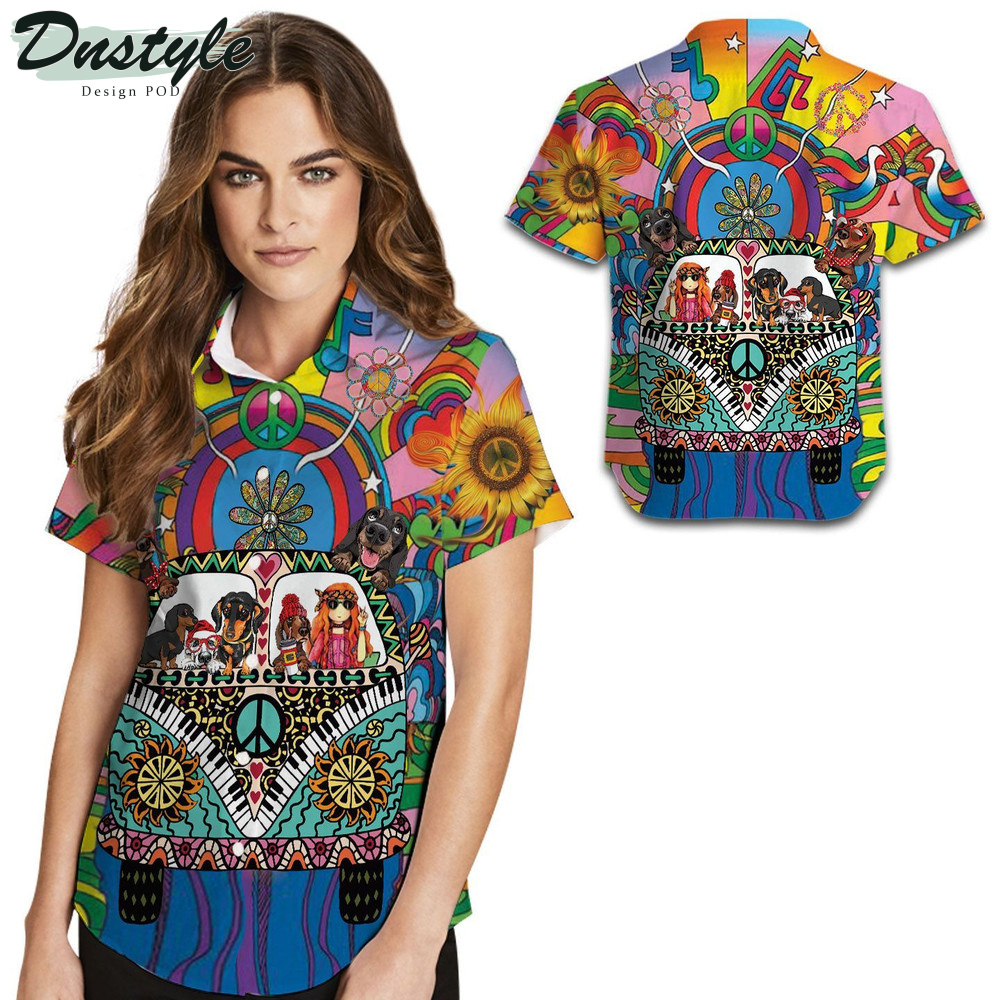 Dachshund Hippie Lovers Hawaiian Shirt