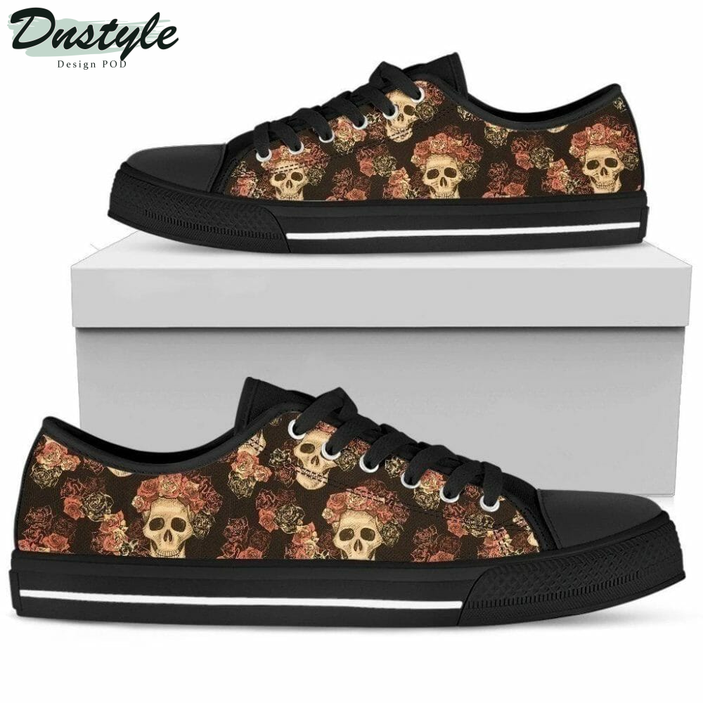 Gothic Skull & Roses Low Top Shoes Sneakers