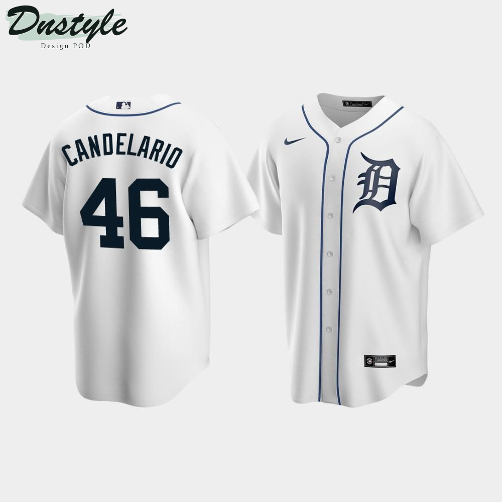 Men's Detroit Tigers #46 Jeimer Candelario White Home Jersey MLB Jersey 2