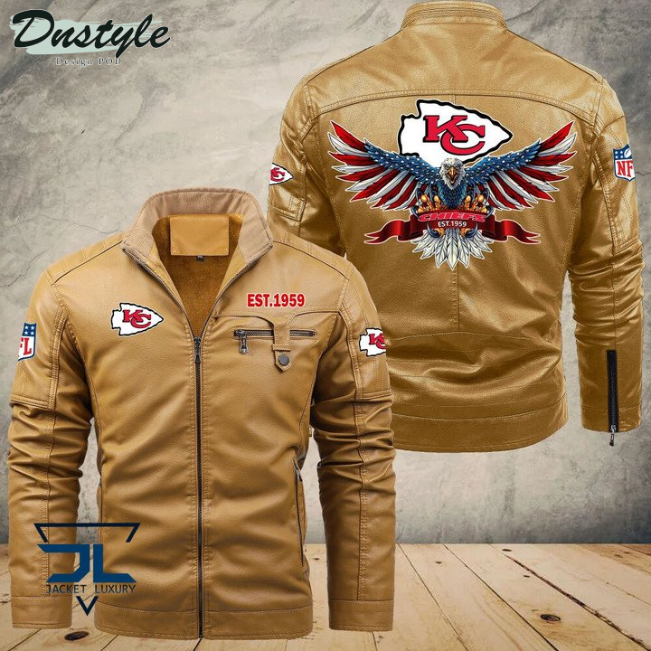 Kansas City Chiefs Eagle Fleece Leather Jacket