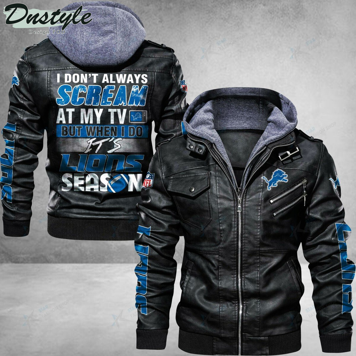 Detroit Lions I don't Always Scream At My TV Leather Jacket