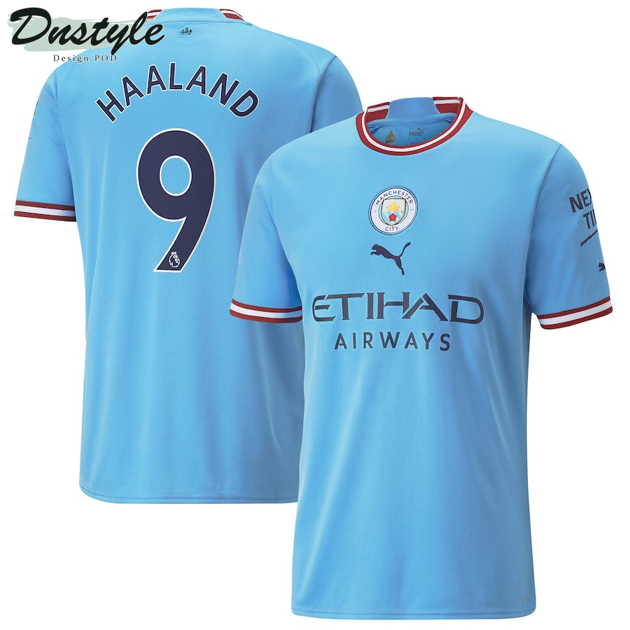 Erling Haaland #9 Manchester City Men 2022/23 Home Jersey – Sky Blue