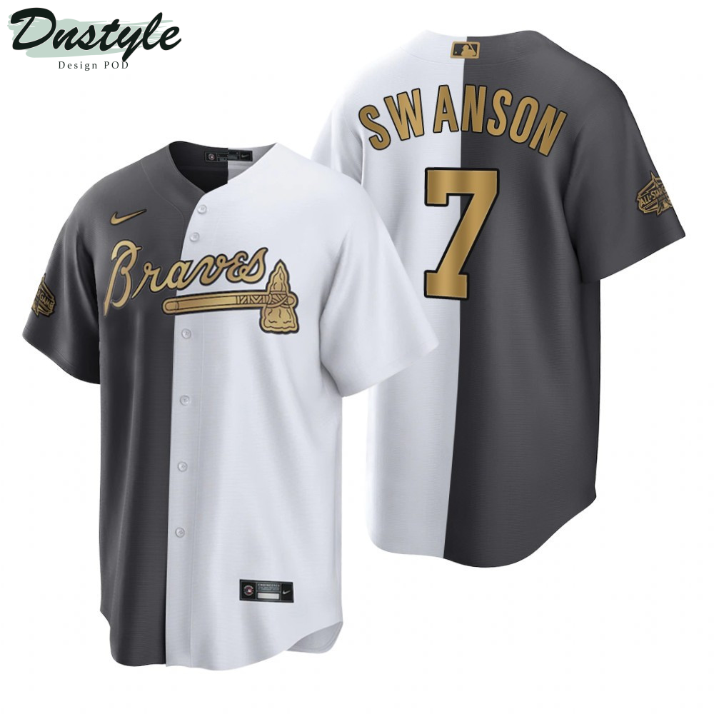 Atlanta Braves Dansby Swanson Split White Charcoal 2022 All-Star Game Jersey