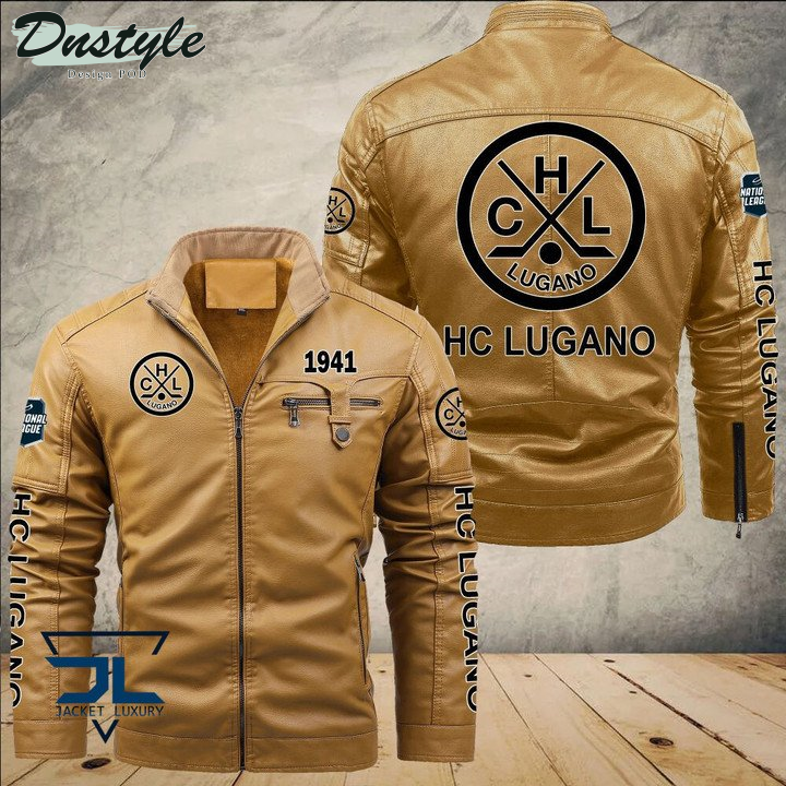 HC Lugano Fleece-Lederjacke