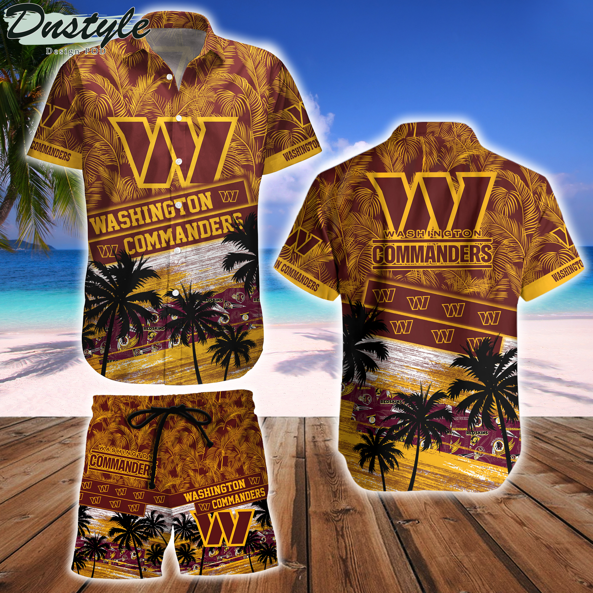 Washington Commanders Team NFL Hawaiian Shirt And Beach Short