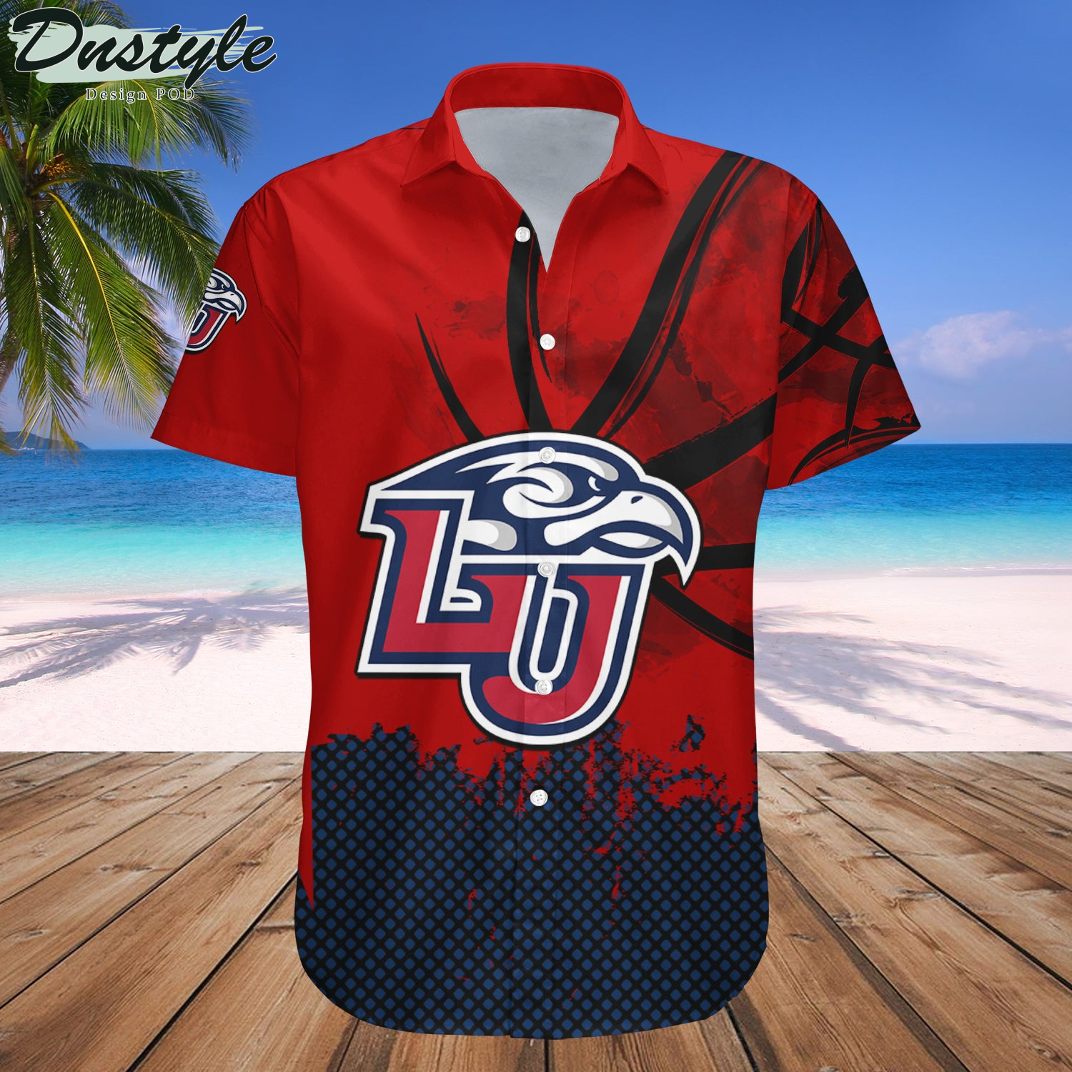 Liberty Flames Basketball Net Grunge Pattern Hawaii Shirt