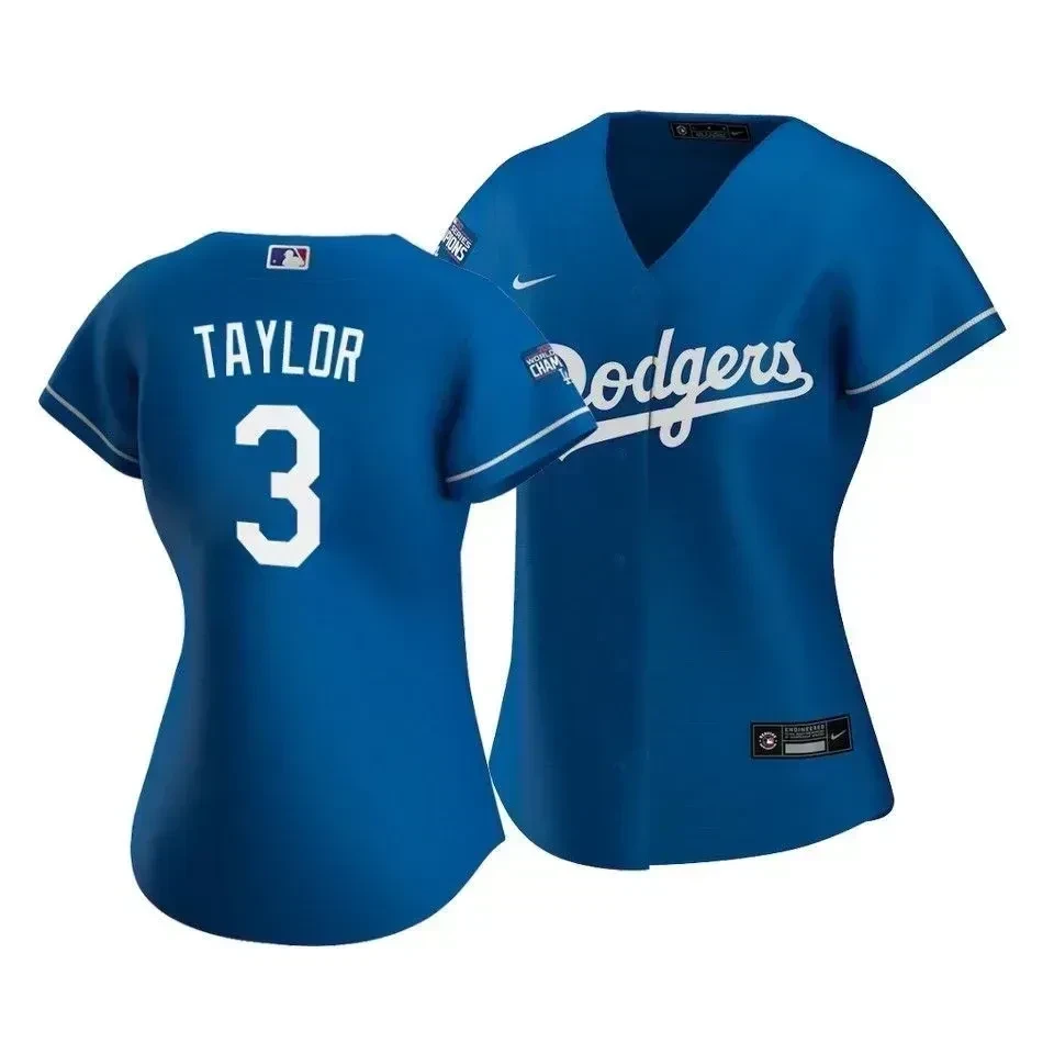 Dodgers Chris Taylor #3 2020 World Series Champions Royal Alternate Women's MLB Jersey