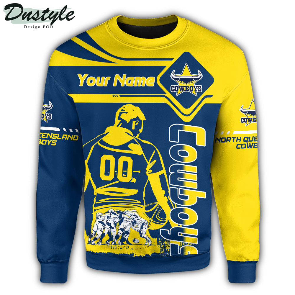 North Queensland Cowboys Sweatshirt NRL Pentagon Style Personalized