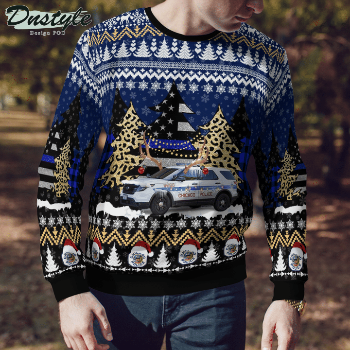 Chicago Police Department CPD Ford Interceptor Utility Ugly Merry Christmas Sweater