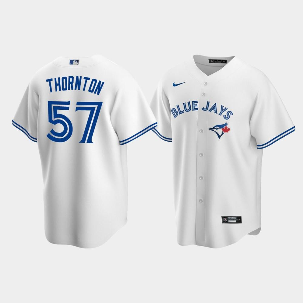 Men's Toronto Blue Jays #57 Trent Thornton White Home Jersey MLB Jersey