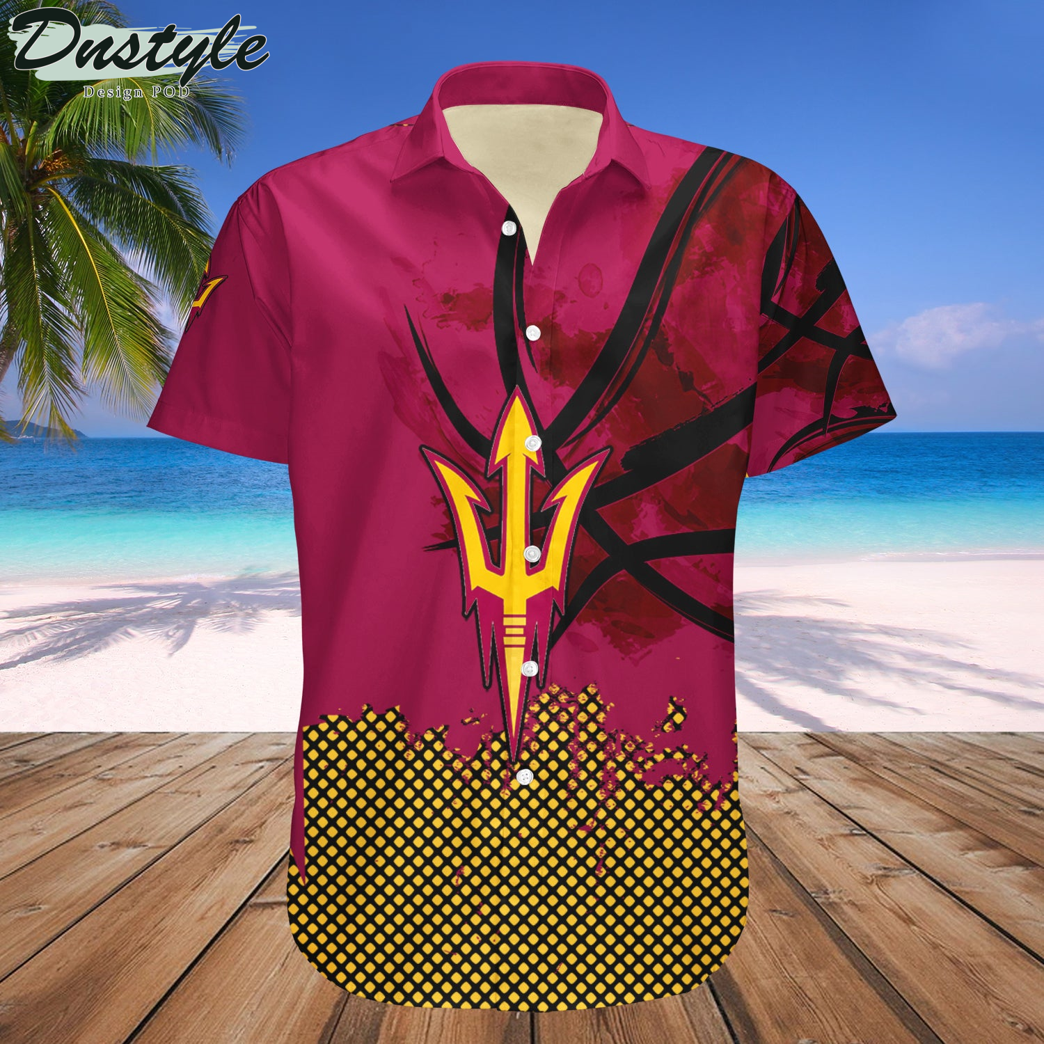 Arizona State Sun Devils Basketball Net Grunge Pattern Hawaii Shirt