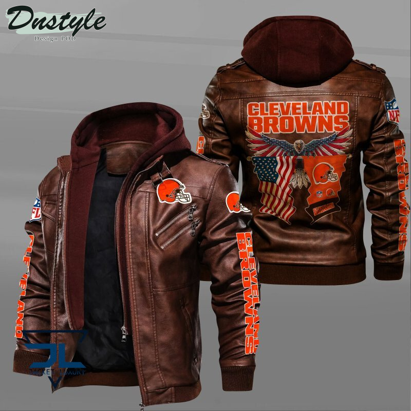 Cleveland Browns Eagles American Flag Leather Jacket