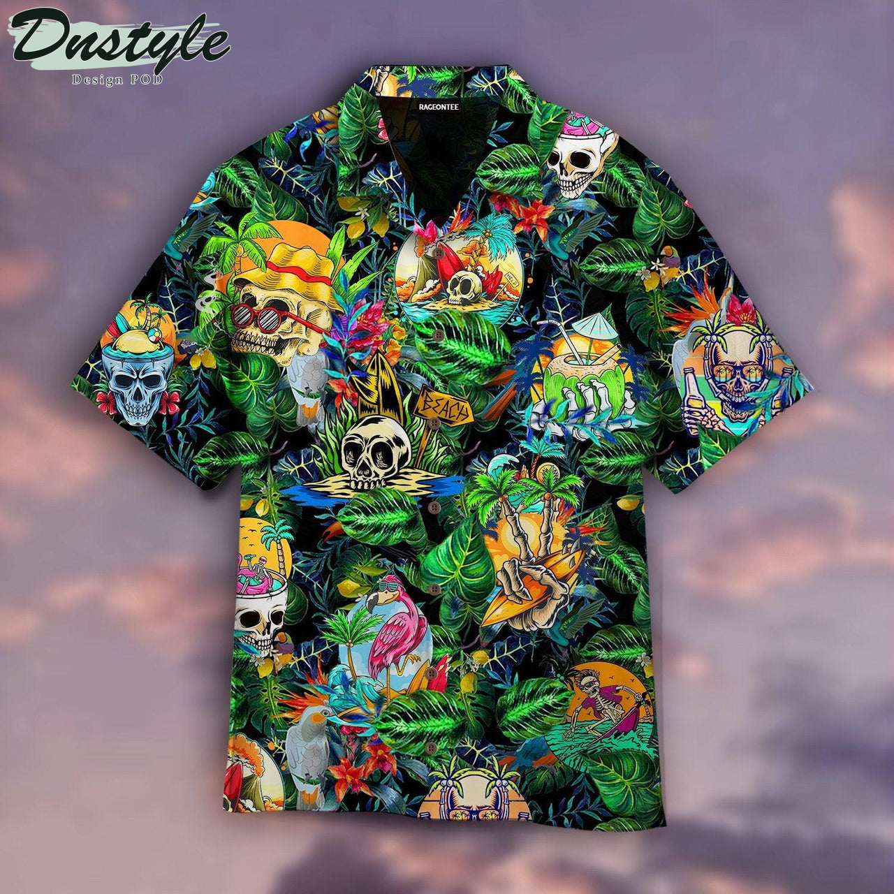 Summer Skeleton Skull Beach Party Halloween Hawaiian Shirt