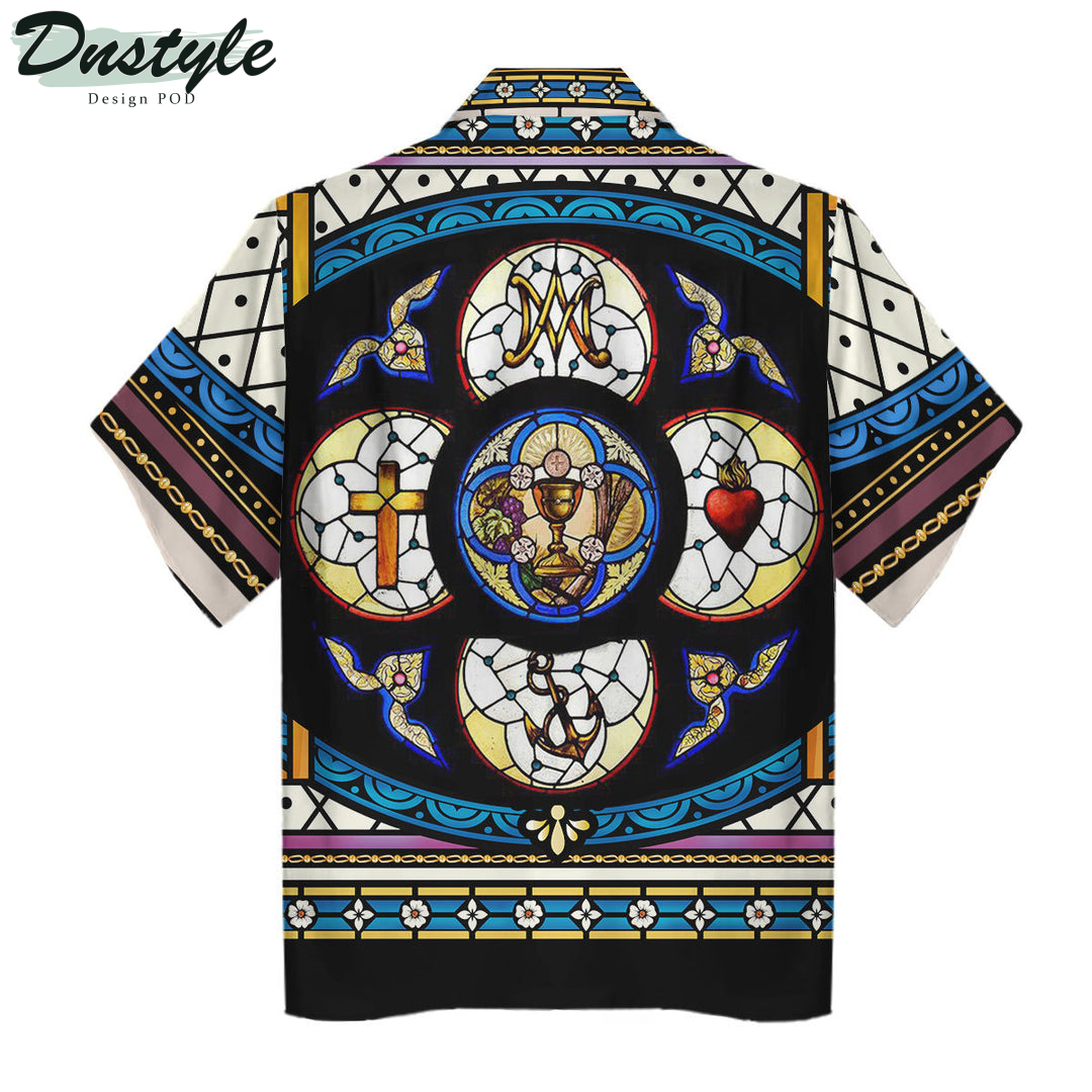 Crucifixion of Christ Stained Glass Hawaiian Shirt And Short