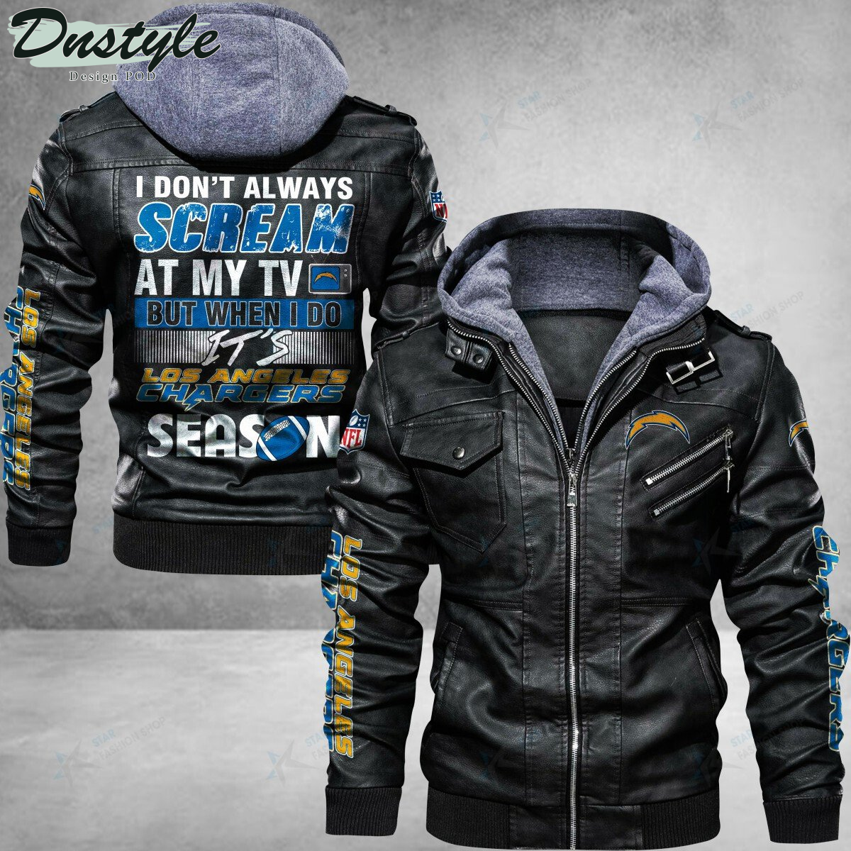 Los Angeles Chargers I don't Always Scream At My TV Leather Jacket