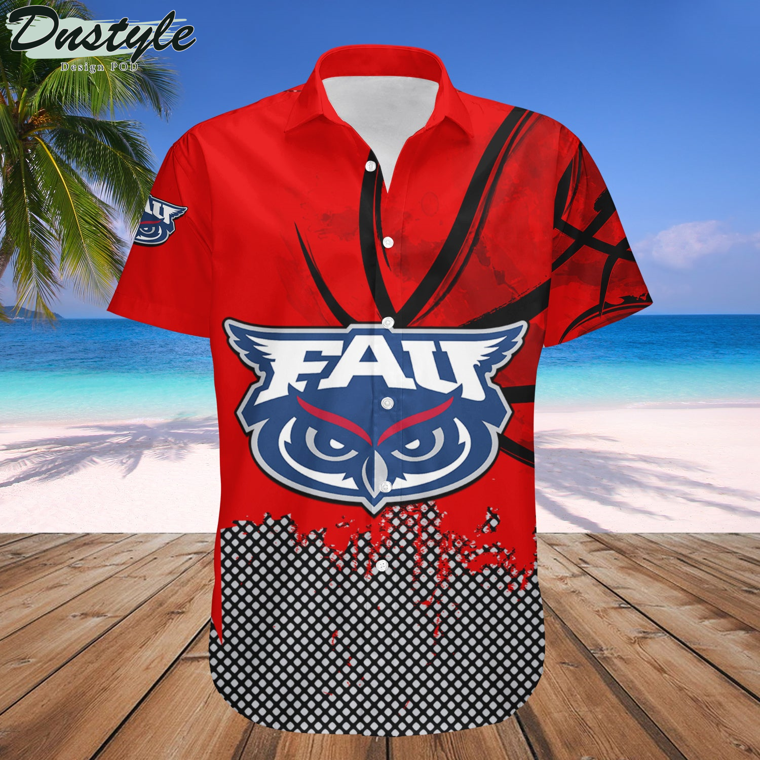 Florida Atlantic Owls Basketball Net Grunge Pattern Hawaii Shirt