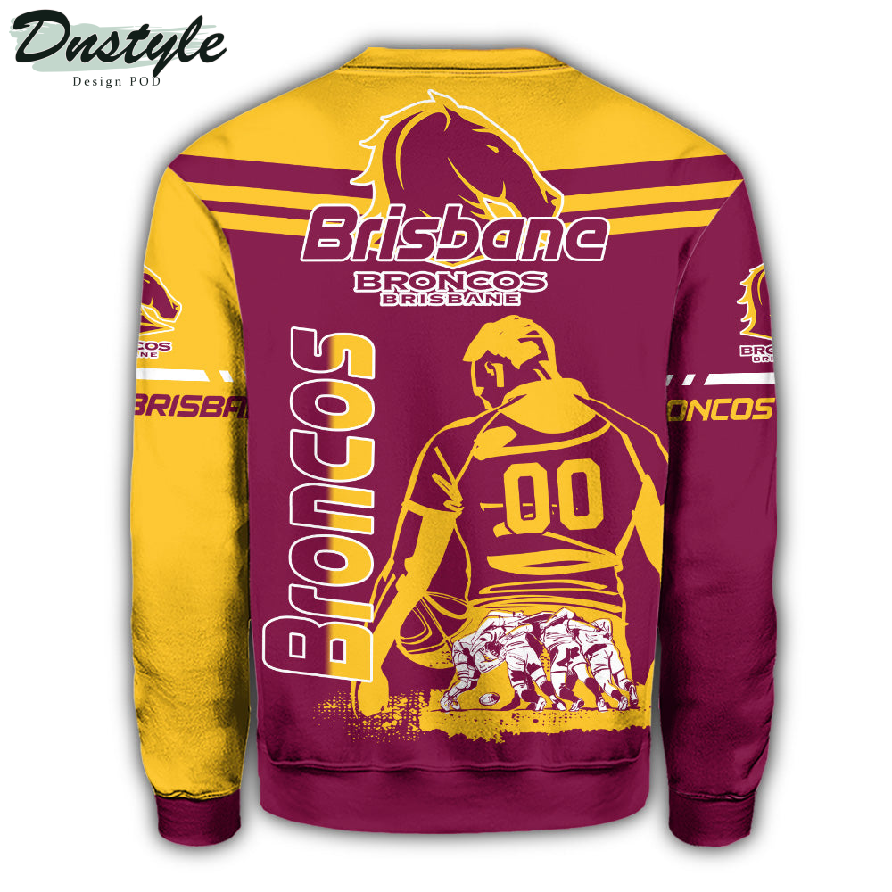 Brisbane Broncos Sweatshirt NRL Pentagon Style Personalized