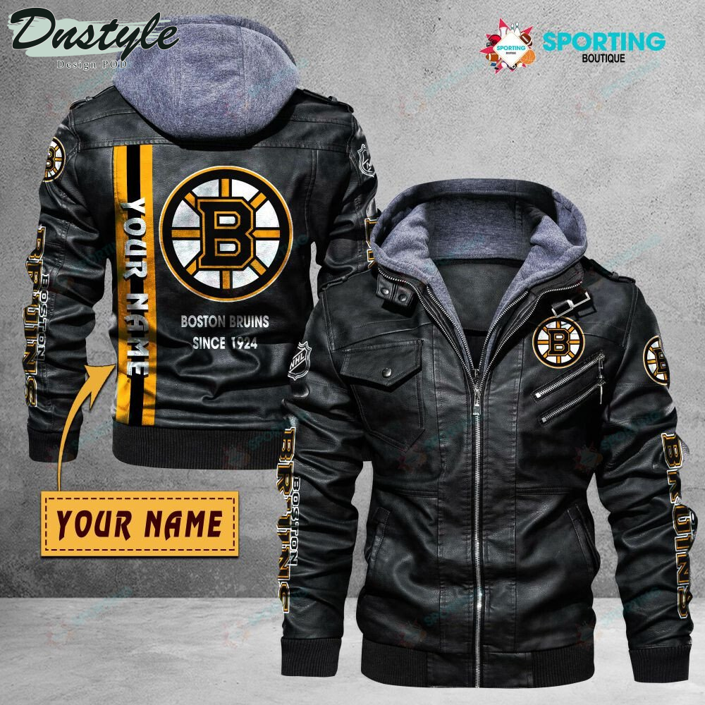 Boston Bruins custom name leather jacket