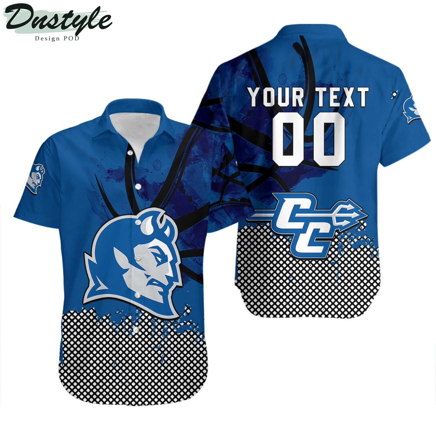 Central Connecticut Blue Devils Basketball Net Grunge Pattern Hawaii Shirt