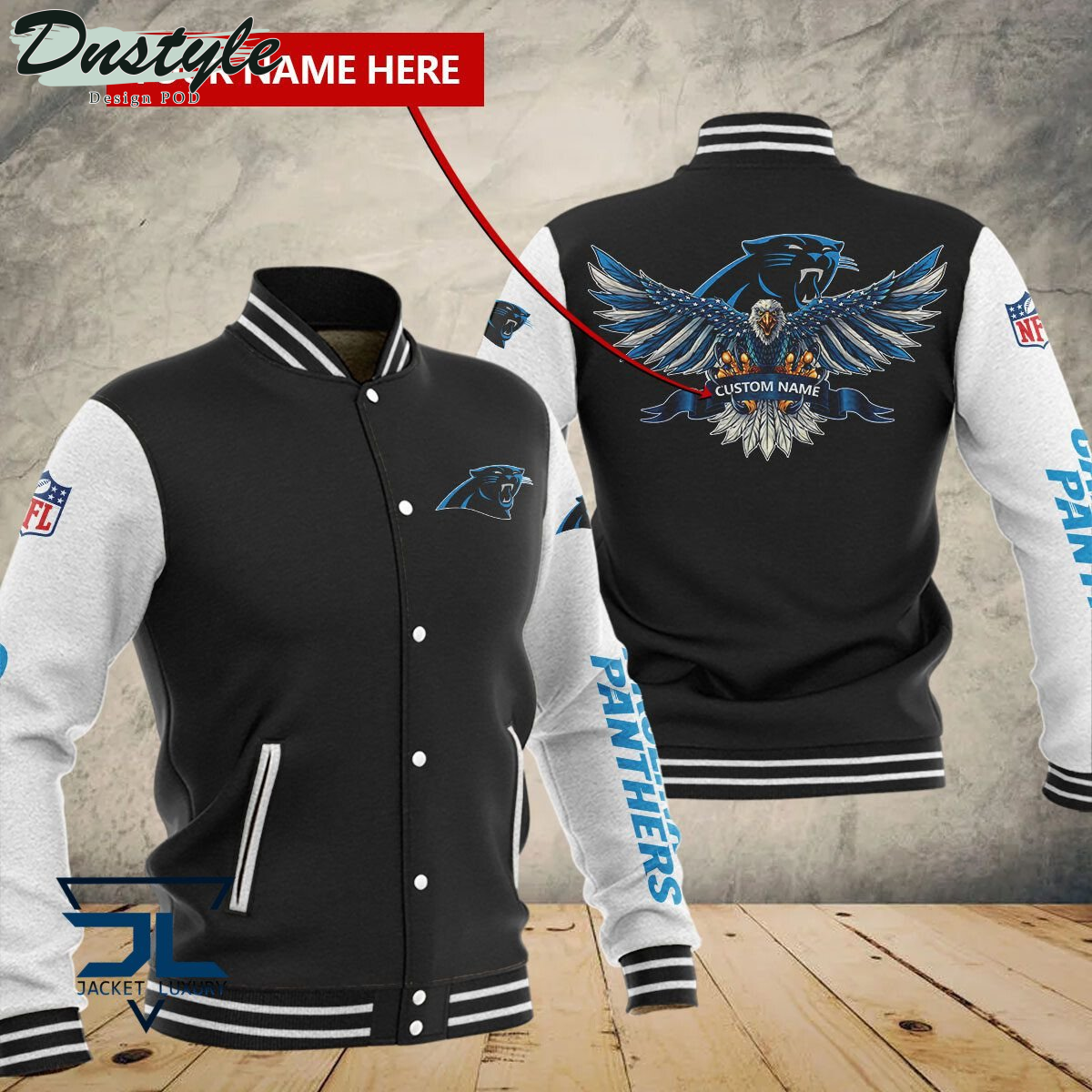 Carolina Panthers Eagles Custom Name Baseball Jacket