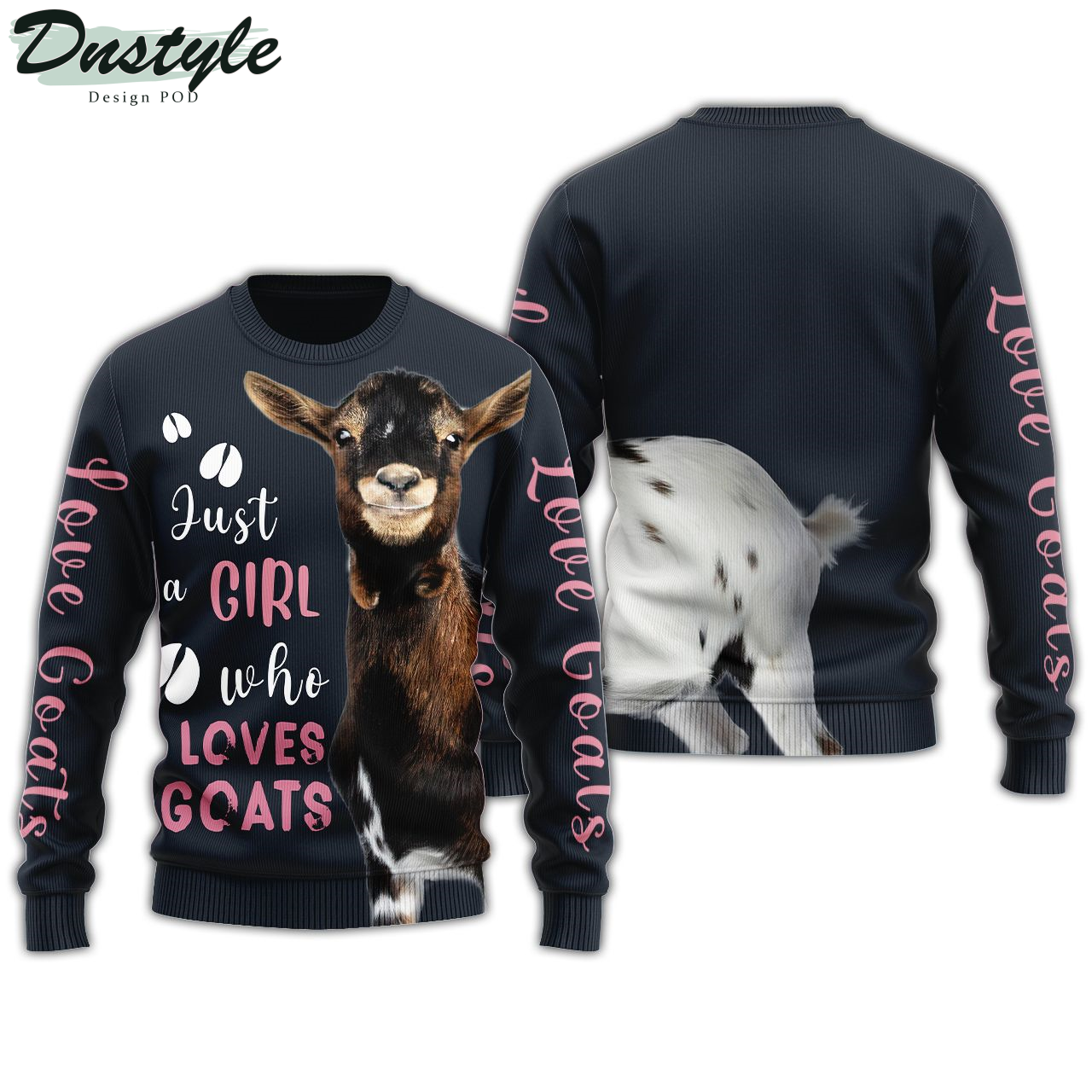 Who Loves Goat Just A Girl Christmas Trees Ugly Christmas Sweater