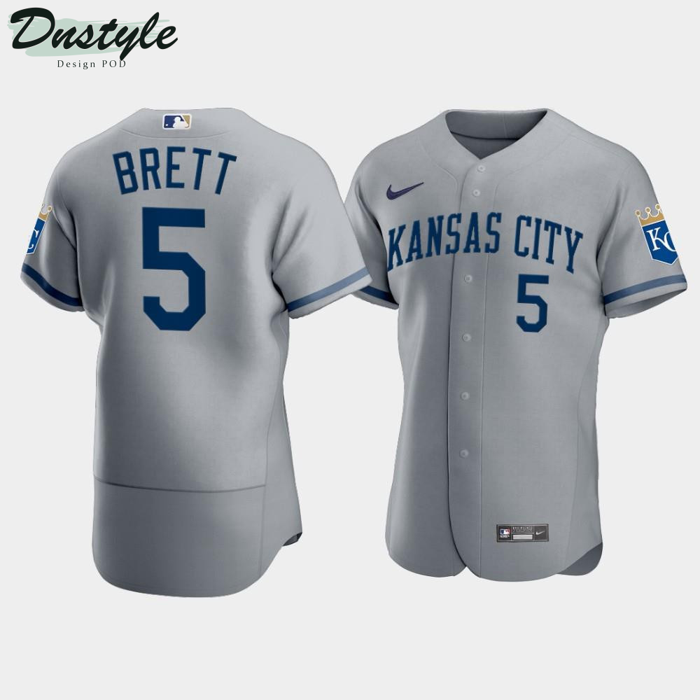 Men's Kansas City Royals George Brett #5 2022 Gray Jersey MLB Jersey