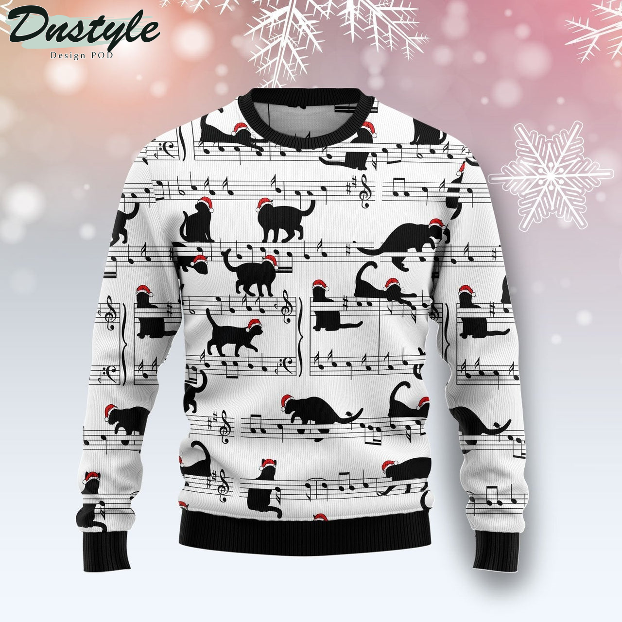 Black Cat Christmas Music Ugly Christmas Sweater