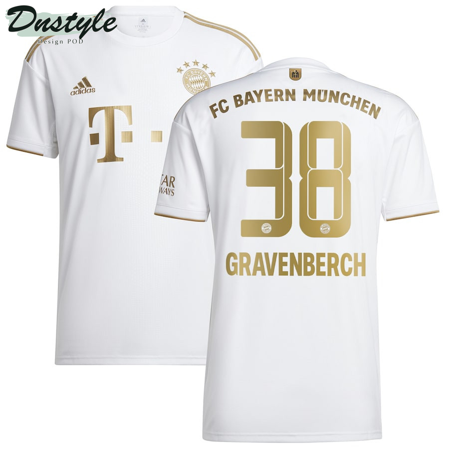 Ryan Gravenberch #38 Bayern Munich Youth 2022/23 Away Player Jersey - White