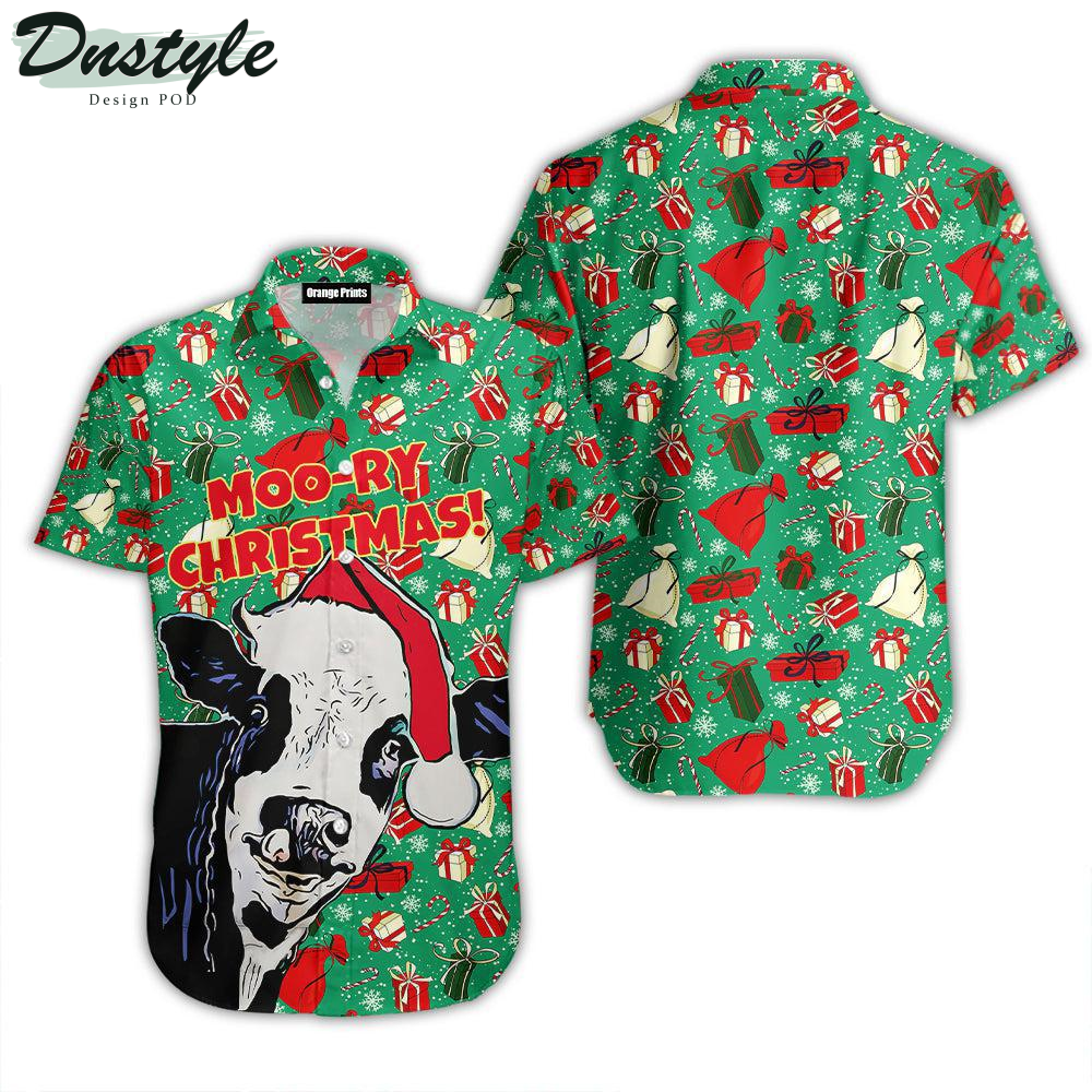 Merry Christmas Funny Xmas Cow Moo-Ry Hawaiian Shirt