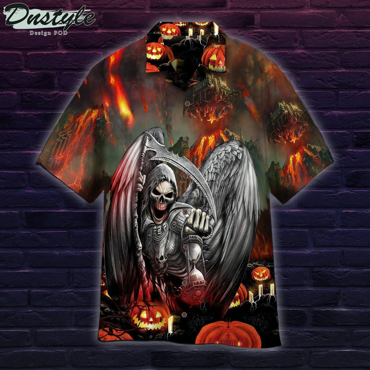 The Grim Reaper Watcher Of Time Halloween Hawaiian Shirt