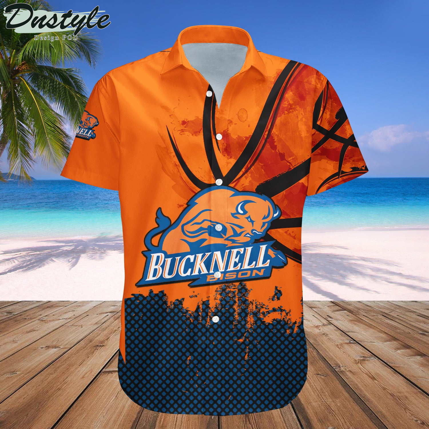 Bucknell Bison Basketball Net Grunge Pattern Hawaii Shirt